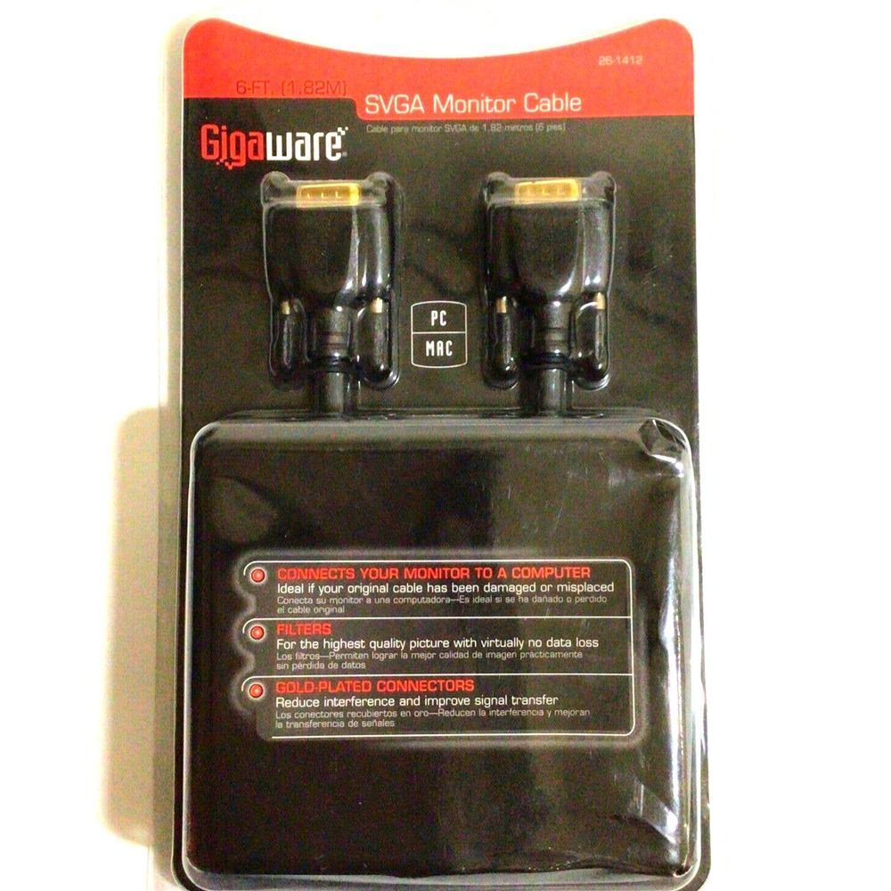 Cable Monitor Gigaware SVGA  6-ft PC or MAC compatible, gold plated connectors